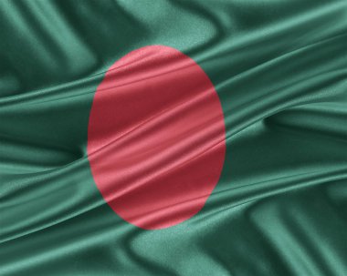 Parlak ipek dokulu Bangladeş bayrağı.