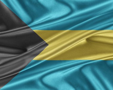 Parlak ipek doku ile Bahamalar bayrağı.