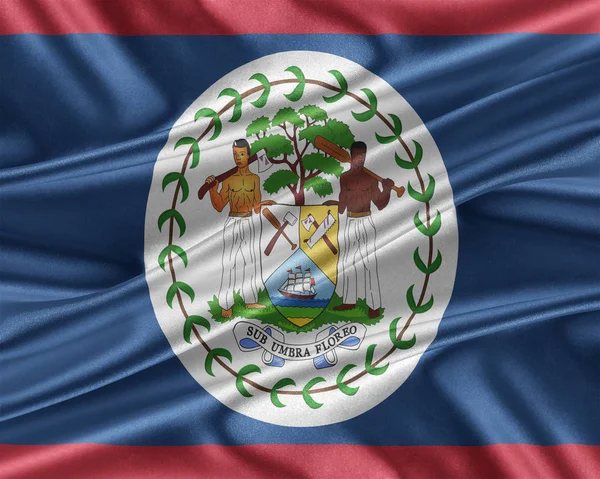 Bandeira Belize com uma textura de seda brilhante . — Fotografia de Stock