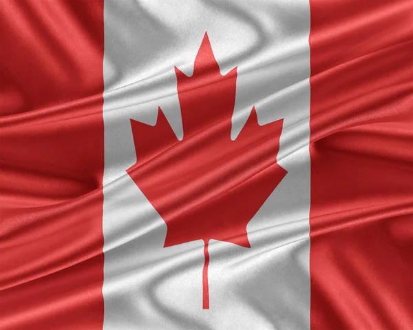 Vlag van Canada met een glanzende zijde textuur. — Stockfoto