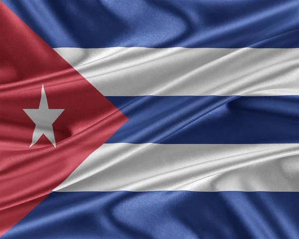 Bandeira de Cuba com uma textura de seda brilhante . — Fotografia de Stock