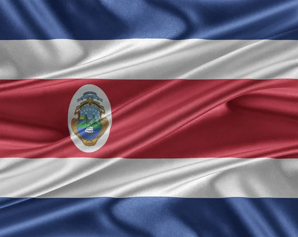 Costa Rica lippu kiiltävä silkki rakenne . — kuvapankkivalokuva