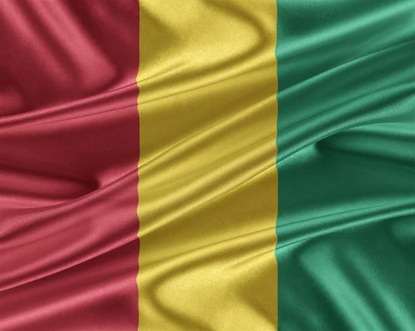 Bandera de Guinea con textura de seda brillante . —  Fotos de Stock