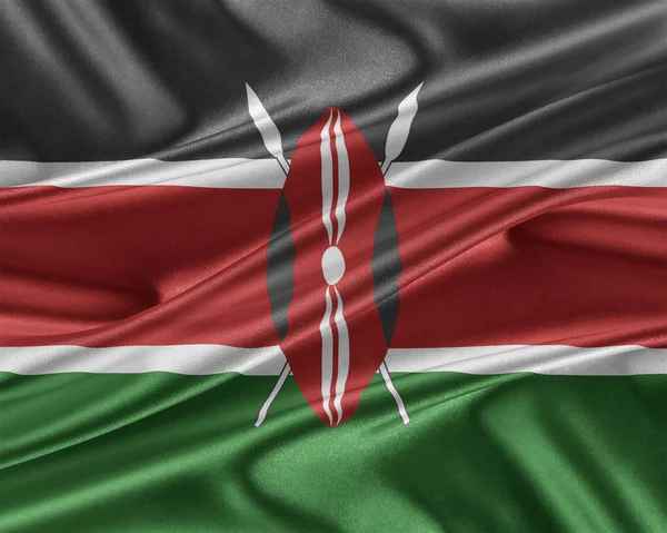 Kenya flagga med ett glansigt siden konsistens. — Stockfoto