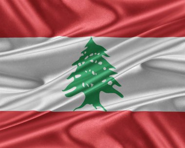 Lübnan Bayrağı parlak ipek dokulu.