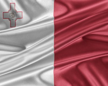 Malta bayrağı parlak ipek dokulu.