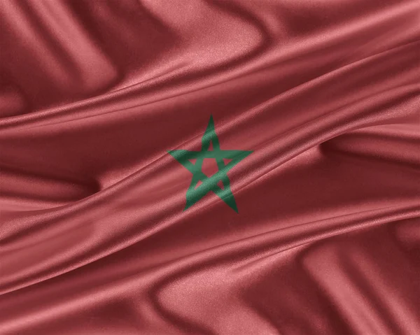 Drapeau Maroc avec une texture de soie brillante . — Photo