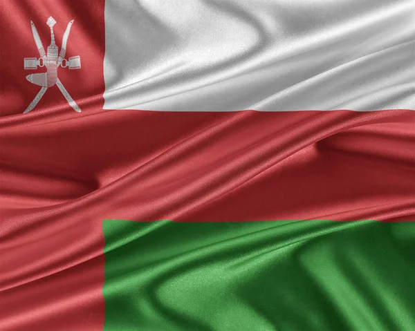 Oman flagga med ett glansigt siden konsistens. — Stockfoto