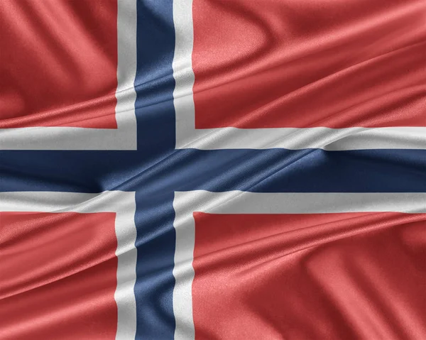 Norway flag with a glossy silk texture. — Stock Photo, Image