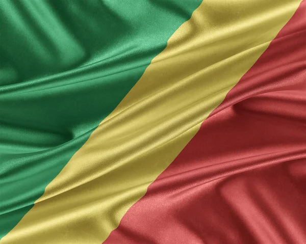 Bandiera Repubblica del Congo con trama in seta lucida . — Foto Stock