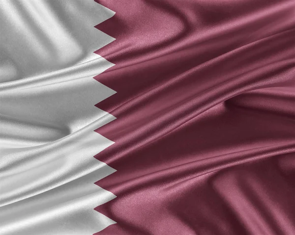 Bandiera Qatar con una trama di seta lucida . — Foto Stock