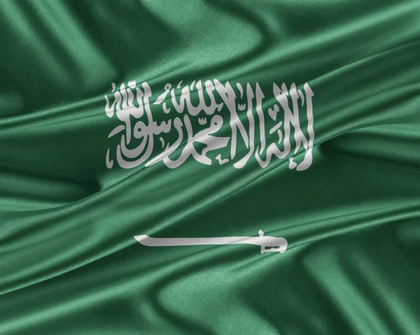 Bandiera Arabia Saudita con una trama di seta lucida . — Foto Stock