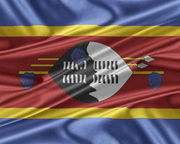 Svazijská vlajka s lesklé hedvábné textury. — Stock fotografie