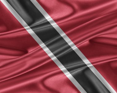 Trinidad ve Tobago bayrak parlak ipek dokulu.
