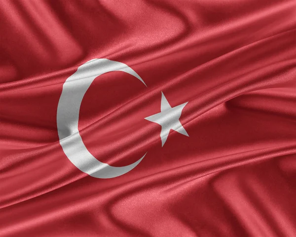 有光泽的丝绸质地的土耳其国旗. — 图库照片