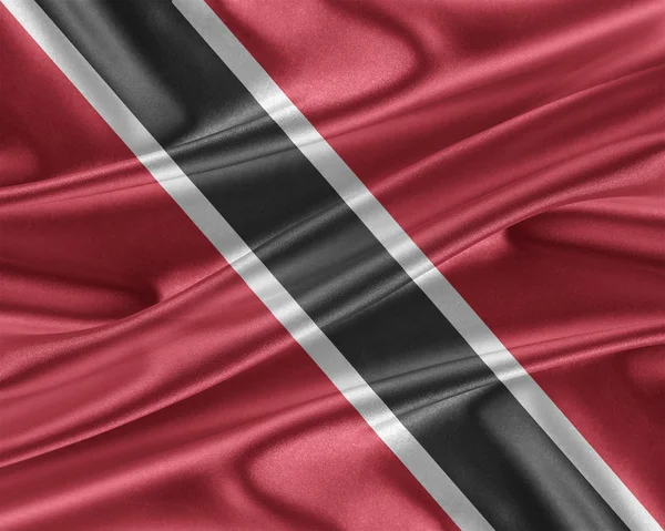 Bandeira de Trinidad e Tobago com uma textura de seda brilhante . — Fotografia de Stock