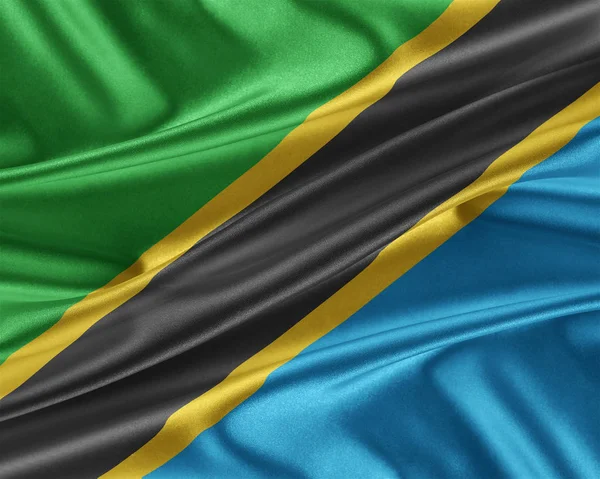 Tanzania flagga med ett glansigt siden konsistens. — Stockfoto