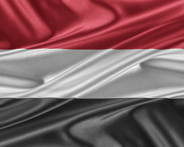 Bandiera Yemen con una trama di seta lucida . — Foto Stock