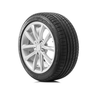 Beyaz arkaplanda araba tekerleği.