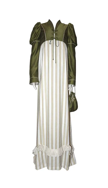 Sukienka Vintage kobieta na białym tle. — Zdjęcie stockowe