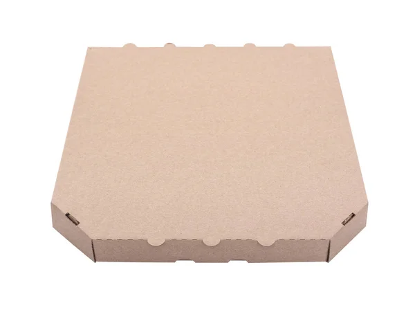 Scatola di cartone su bianco. Scatola per pizza . — Foto Stock