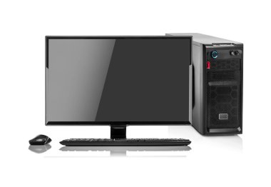 İzole Modern masaüstü Pc bilgisayar.