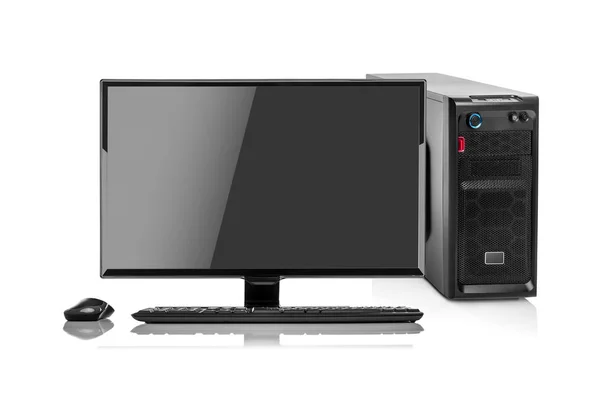 Computador desktop moderno PC isolado . — Fotografia de Stock