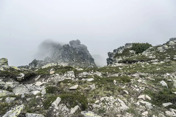 Bulutlu bir günde yağmur bulutları ile dağ manzarası. Tatra Dağları.