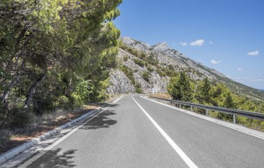 Güneşli bir günde asfalt karayolu.