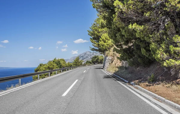 Güneşli bir günde asfalt karayolu.