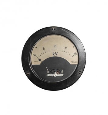 Beyaz izole eski sensör voltmetre.