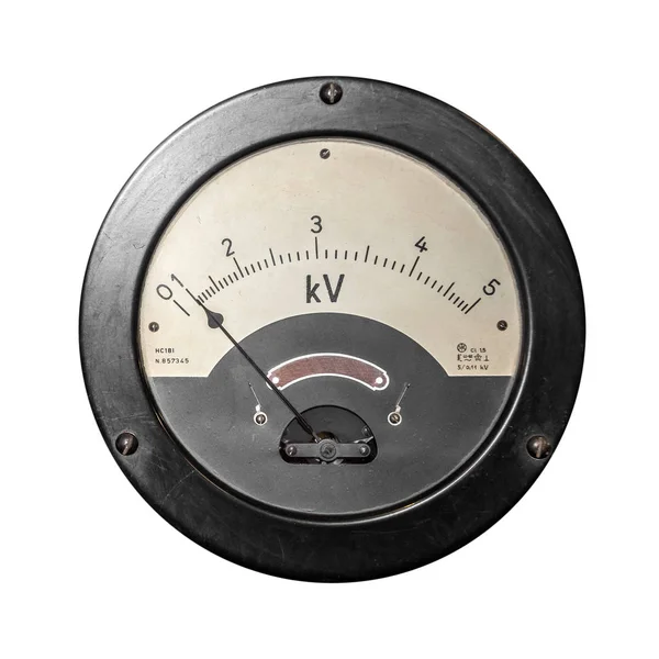 Oude sensor voltmeter geïsoleerd op wit. — Stockfoto