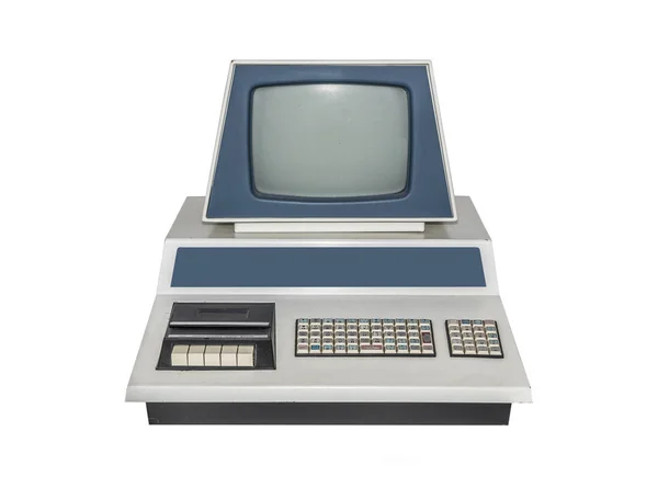 흰색 배경에 고립의 오래 된 컴퓨터. — 스톡 사진