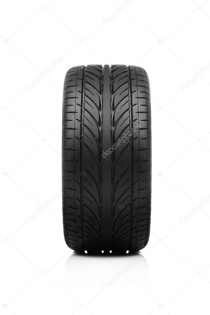 Car tire isolated on white background.