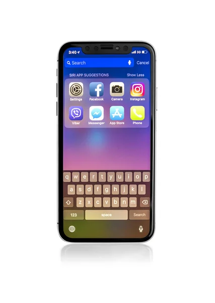 Neues iphone x 10 auf weißem Hintergrund, Studioaufnahme. — Stockfoto