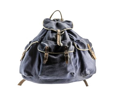 Beyaz arka plan üzerinde izole eski sırt çantası.