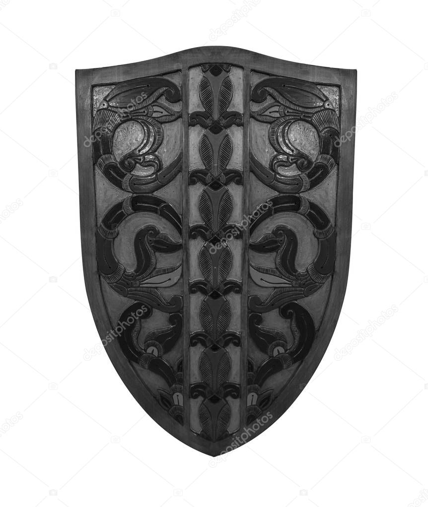 Ancient shield isolated on white background
