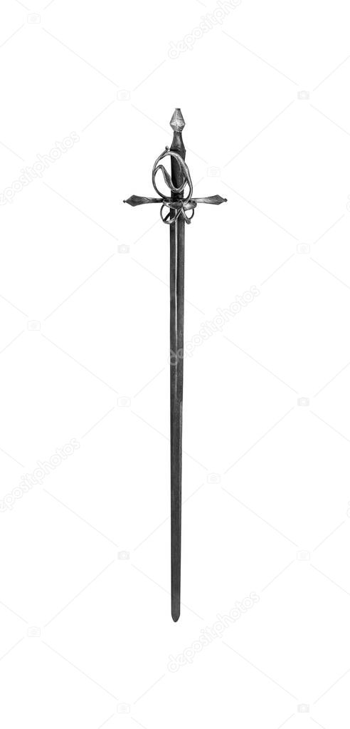 Knights sword isolated on white background.