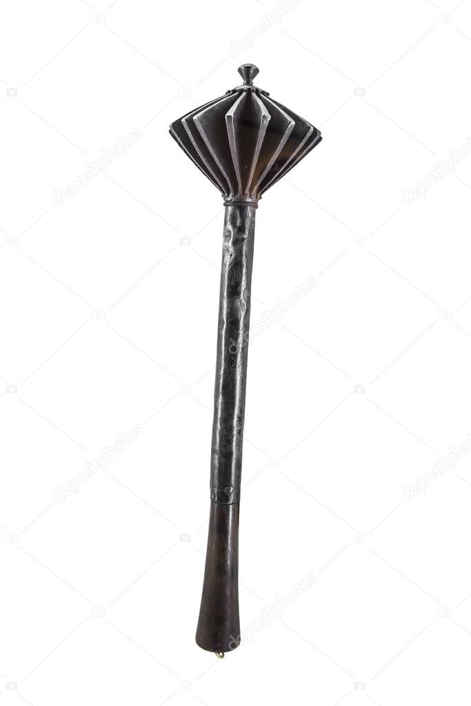 Old iron mace isolated on a white background.