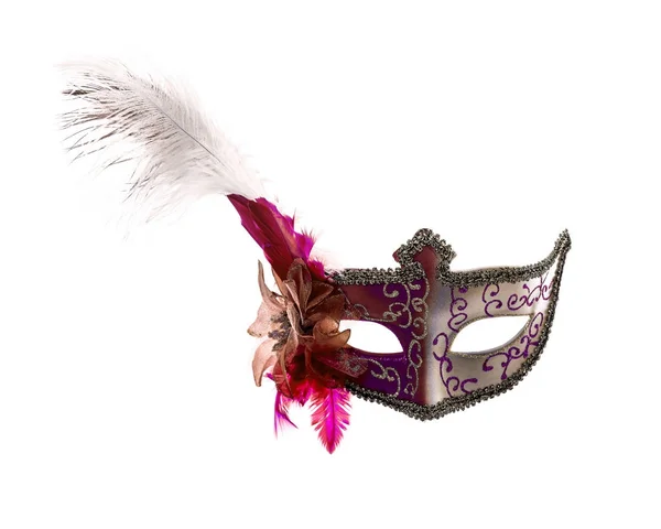 Maschera veneziana di carnevale isolato su sfondo bianco . — Foto Stock