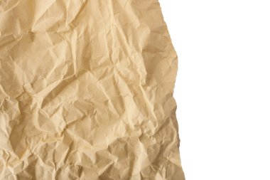 Crumpled sheet of paper with isolated side on white background. clipart