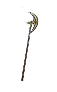 Beyaz bir arka plan eski teber veya savaş balta.