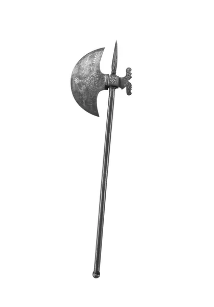白色背景的古代戟或战争斧. — 图库照片