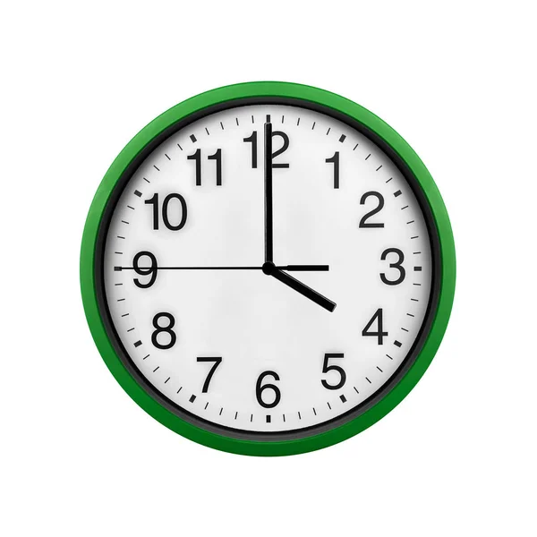 Green wall clock isolated on a white background. — Stock Photo, Image