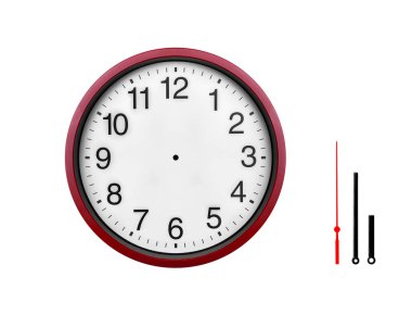 Beyaz bir arka plan üzerinde izole kırmızı duvar saati.