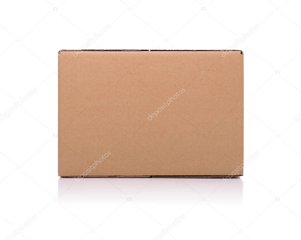 Cardboard mail box isolated on a white background.