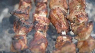 Barbekü veya şiş kebap ızgara kızarmış.