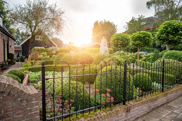 Groene bloemperken in de tuin — Stockfoto