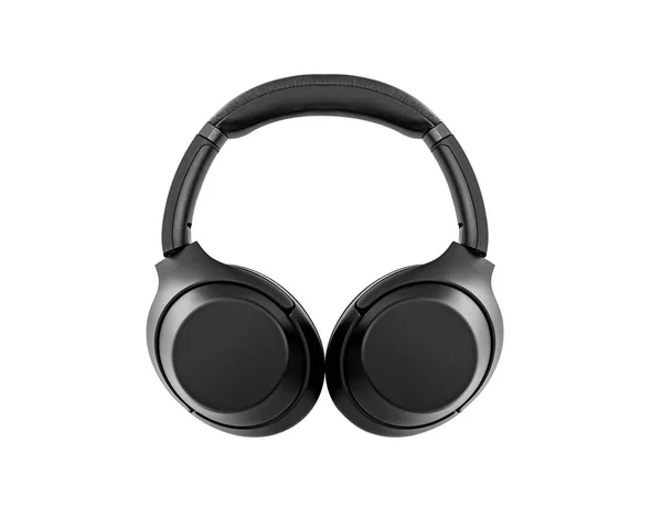 Czarne słuchawki bezprzewodowe izolowane na biało. — Zdjęcie stockowe