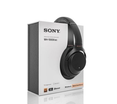Sony W- 1000xm3 Gürültü Kablosuz Kulaklıkları beyaz arkaplanda İptal Ediyor.